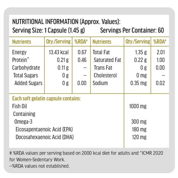 HK Vitals Omega-3 1000mg with 180mg EPA & 120mg DHA - Image 4