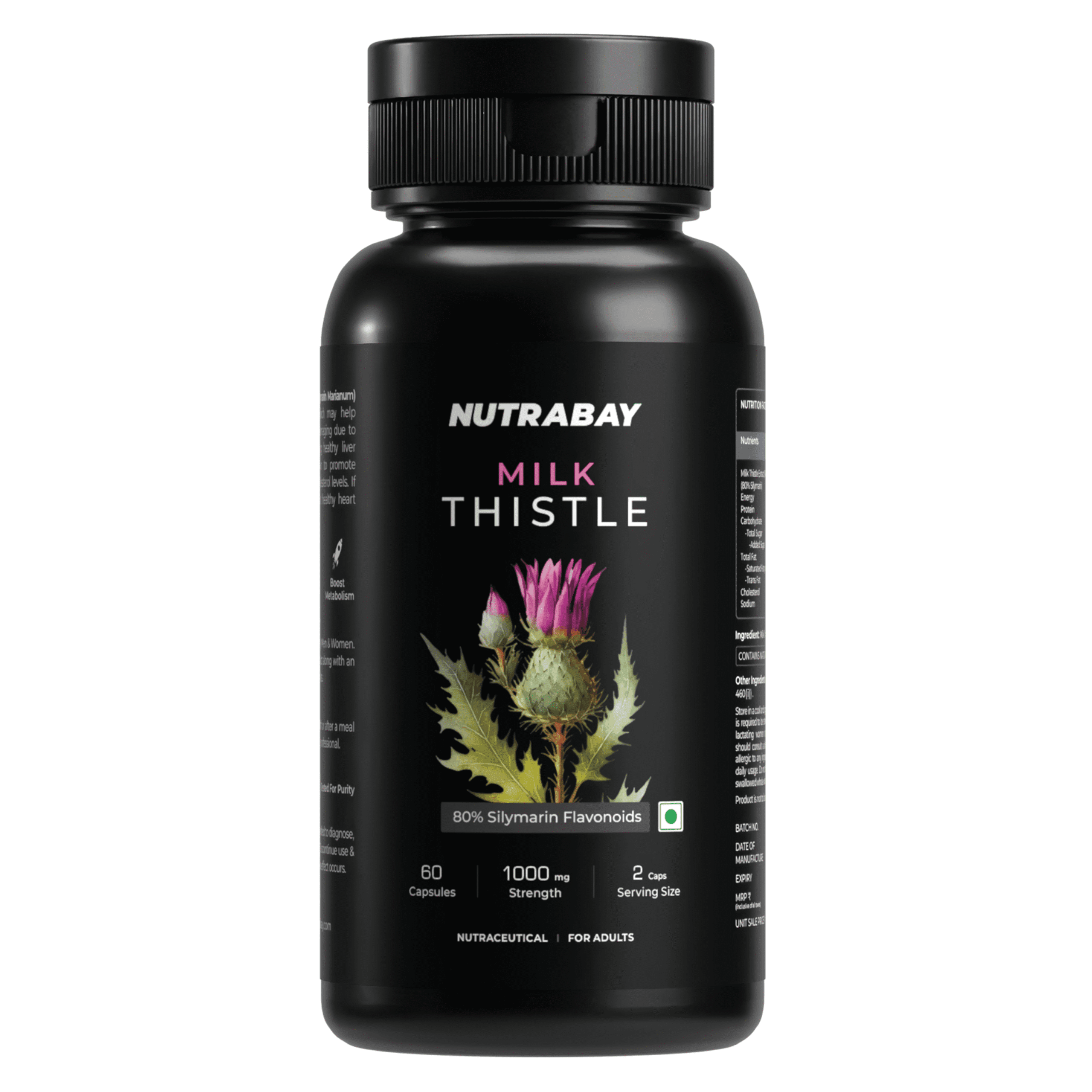 Nutrabay Wellness Milk Thistle Extract (Silymarin Marianum) 1000mg - 60 Caps - Image 1