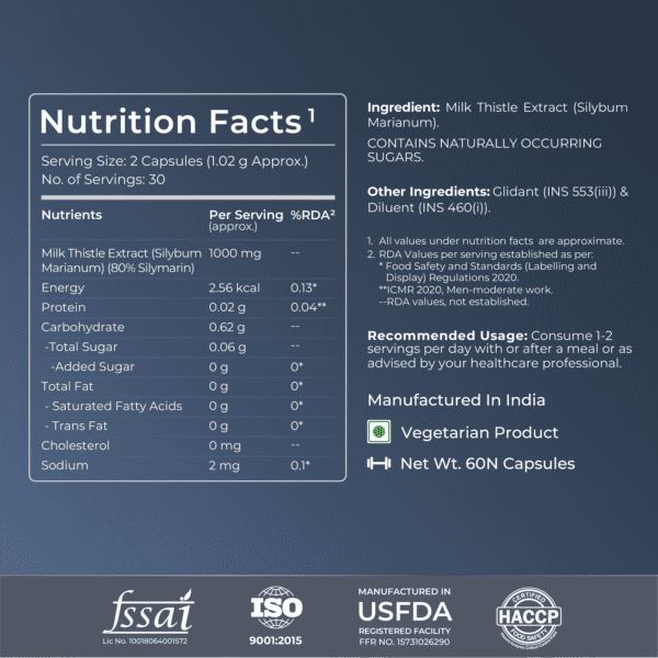 Nutrabay Wellness Milk Thistle Extract (Silymarin Marianum) 1000mg - 60 Caps - Image 4
