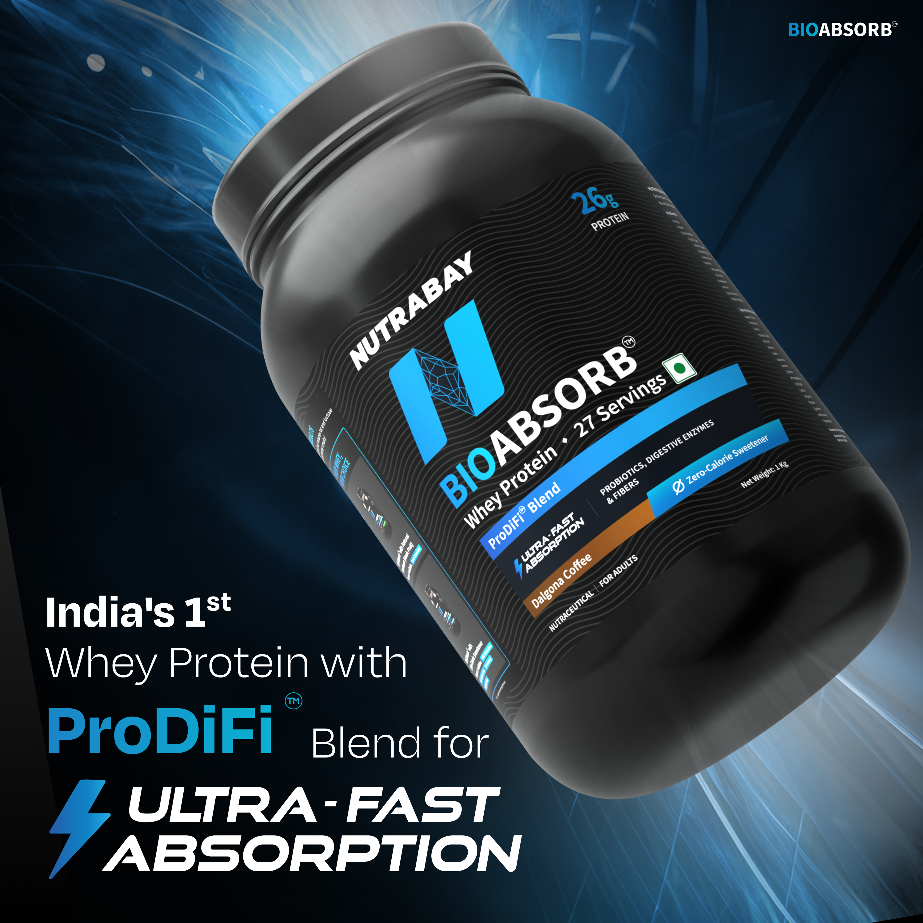 Nutrabay BioAbsorb™ Whey Protein Powder, 26g Protein Per Serving - Image 2