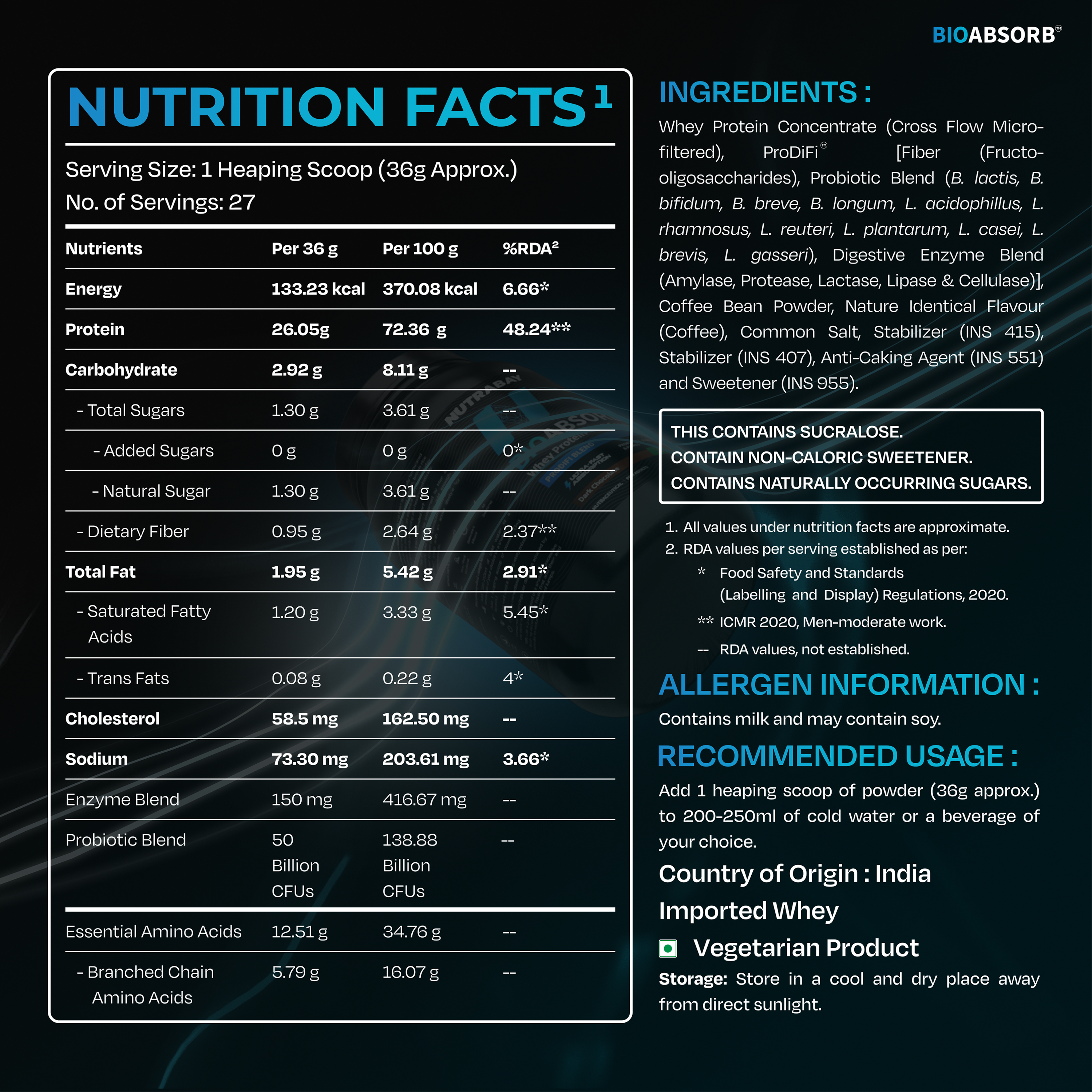 Nutrabay BioAbsorb™ Whey Protein Powder, 26g Protein Per Serving - Image 6